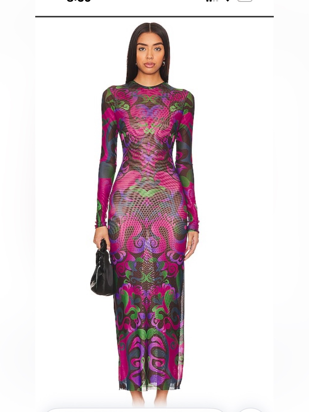 REVOLVE Sheer Long-Sleeve Maxi Dress in Magenta and Black